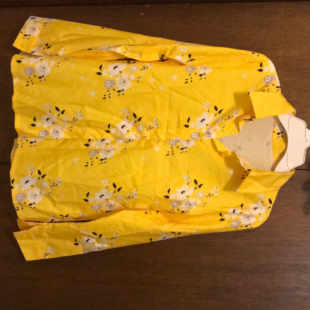 Bright yellow floral casual top